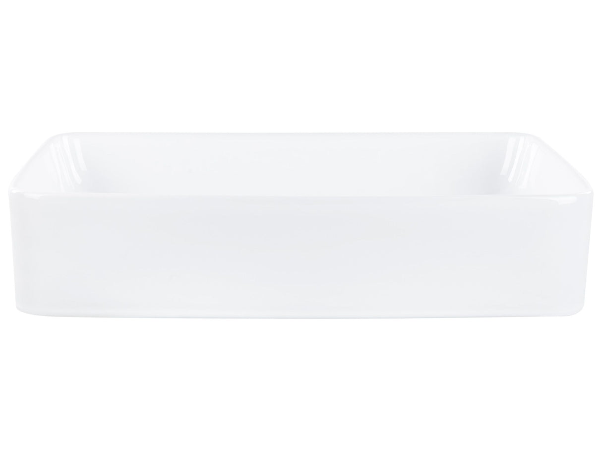 Countertop Wash Basin White Glossy Finish Ceramic 510 x 340 mm Rectangular Bathroom Sink Beliani