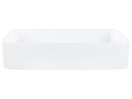 Countertop Wash Basin White Glossy Finish Ceramic 510 x 340 mm Rectangular Bathroom Sink Beliani