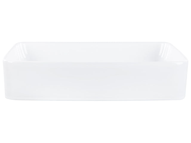Countertop Wash Basin White Glossy Finish Ceramic 510 x 340 mm Rectangular Bathroom Sink Beliani