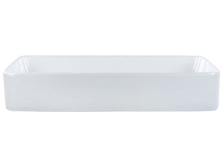 Countertop Wash Basin White Glossy Finish Ceramic 610 x 350 mm Rectangular Bathroom Sink Beliani