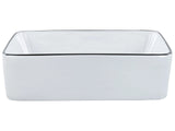 Countertop Wash Basin White with Black Rim Glossy Ceramic 490 x 380 mm Rectangular Bathroom Sink Beliani