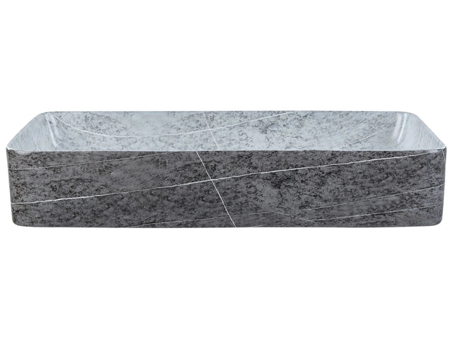 Countertop Wash Basin Grey Ceramic 610 x 350 mm Rectangular Bathroom Sink Industrial Style Beliani