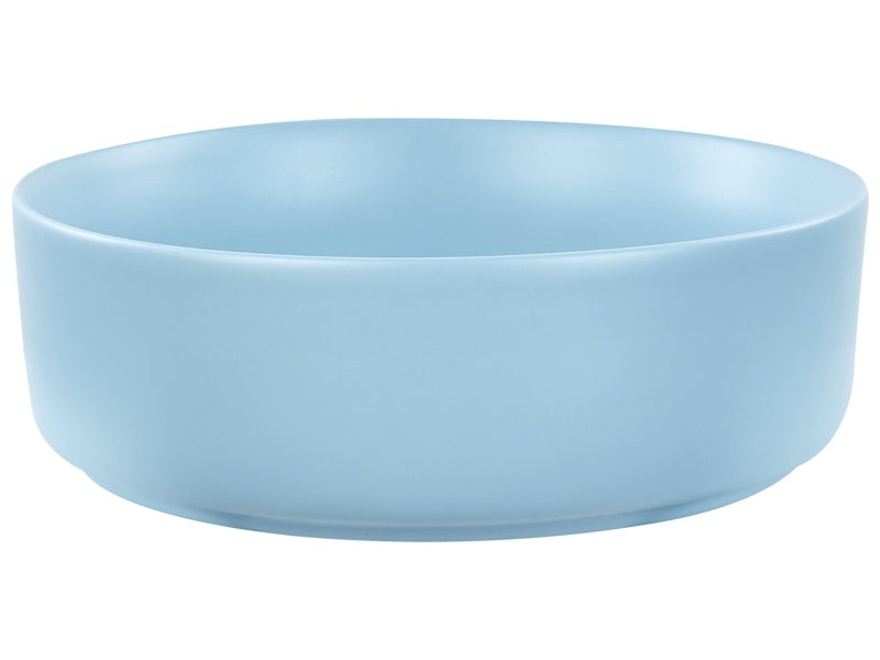 Countertop Wash Basin Blue Ceramic 370 mm Matt Round Bathroom Sink Beliani