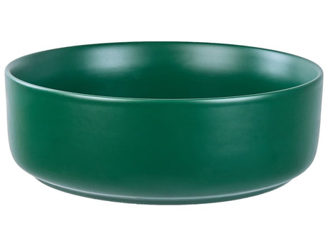 Countertop Wash Basin Green Ceramic 370 mm Matt  Round Bathroom Sink Beliani