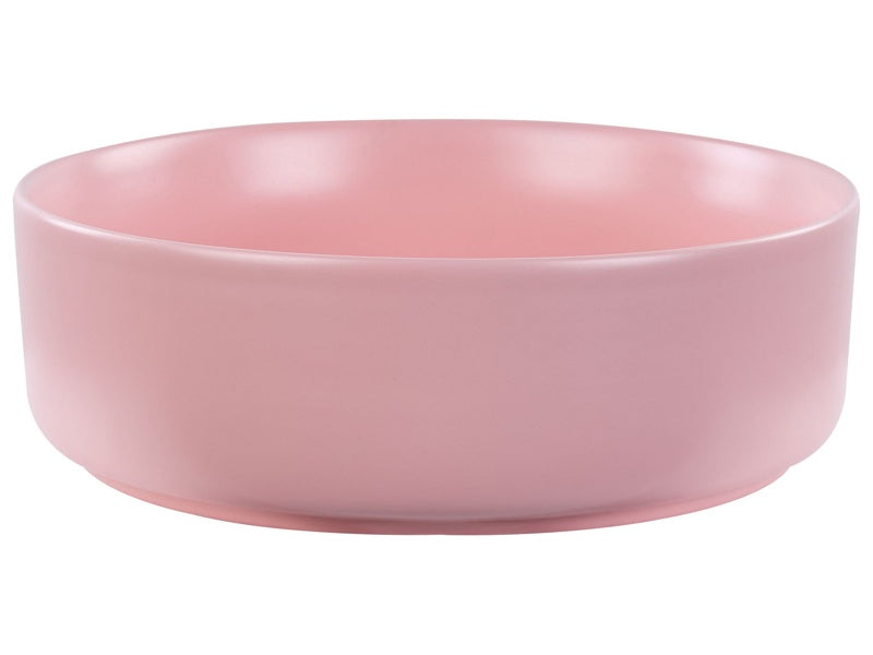 Countertop Wash Basin Pink Ceramic 370 mm Matt Round Bathroom Sink Beliani