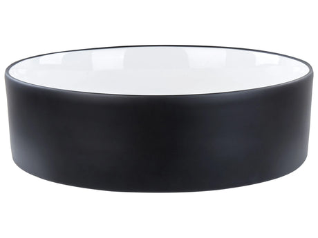 Countertop Basin White and Black Ceramic  400 mm Glossy Finish Bathroom Beliani