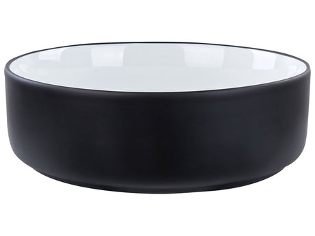 Countertop Basin White and Black Ceramic ⌀ 360 mm Glossy Finish Bathroom Beliani