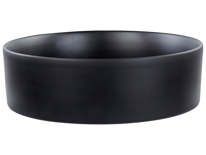 Countertop Wash Basin Black Ceramic 400 mm Gloss Round Bathroom Sink Beliani