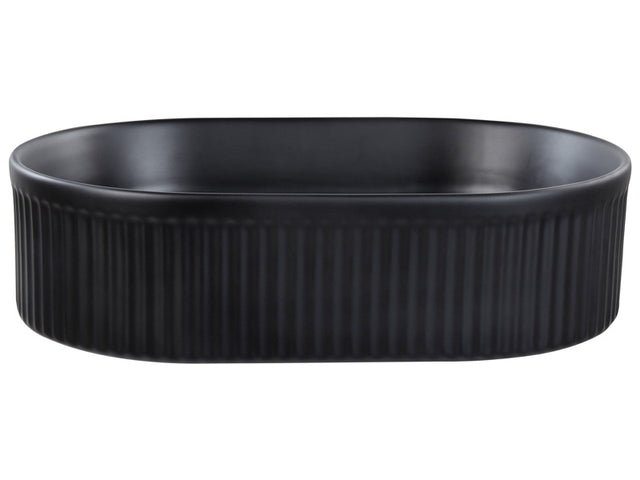 Countertop Basin Black Ceramic 490 x 310 mm Matt Oval Bathroom Sink Modern Style Beliani