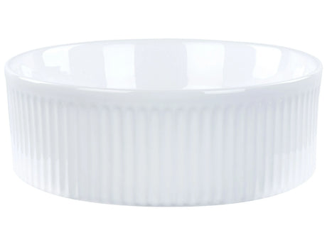 Countertop Basin White Ceramic  370 mm Glossy Round Bathroom Sink Modern Style Beliani