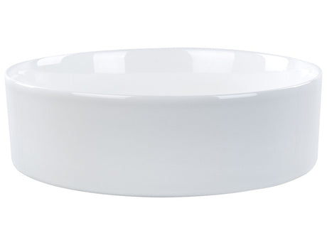 Countertop Wash Basin White Ceramic 400 mm Glossy Round Bathroom Sink Beliani