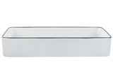 Countertop Wash Basin White with Black Rim Glossy Ceramic 610 x 350 mm Rectangular Bathroom Sink Beliani