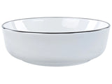Countertop Wash Basin White with Black Rim Glossy Ceramic 420  mm Round Bathroom Sink Beliani