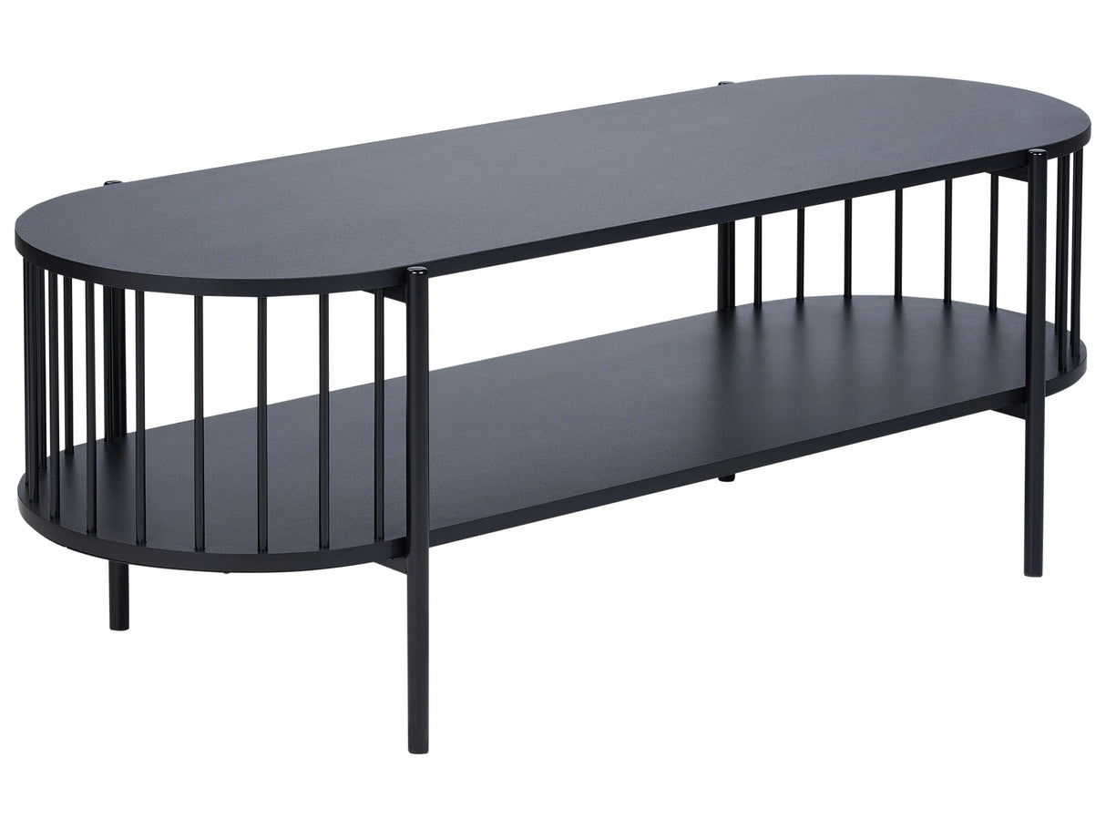 TV Stand Black MDF 119 x 40 cm Mid-Century Modern Low TV Shelf Beliani