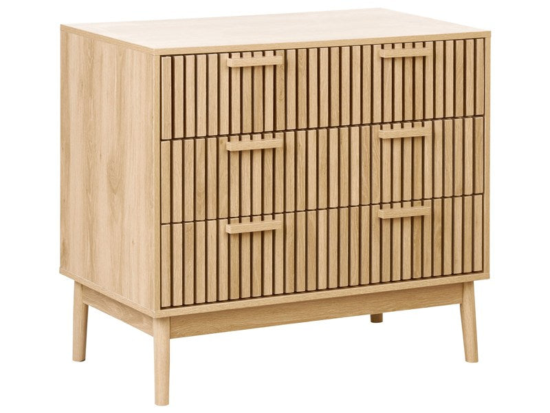 Chest of Drawers Light Wood MDF Pine Wood Legs 3 Drawers Matte Finish Scandinavian Beliani