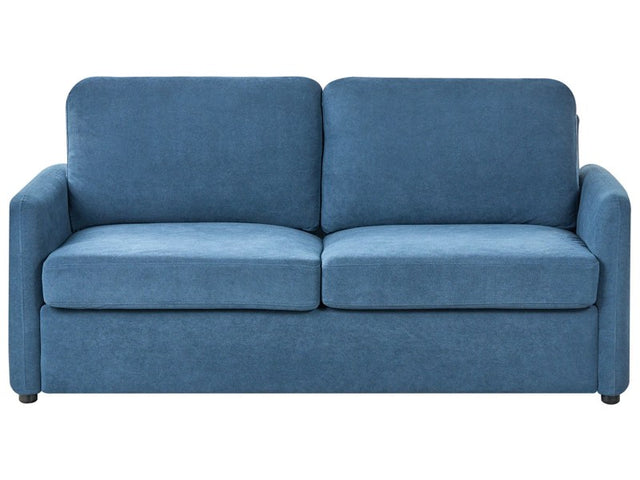 Sofa Bed Blue Polyester Fabric Upholstered Sleeper Function Modern Living Room Beliani