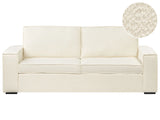 Sofa Bed Off-White Boucle  Fabric 3 Seater Convertible Sleeper Sofa with a Frame and Mattress Beliani