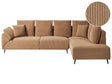 Corner Sofa Brown Corduroy Fabric Cushions Metal Black Legs Retro Design Pillowed Backrest Beliani