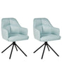 Set of 2 Dining Swivel Chairs Mint Green Fabric with Arms Quilted Backrest Black Metal Legs Retro Transitional Beliani