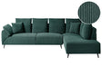 Corner Sofa Green Corduroy Fabric Cushions Metal Black Legs Retro Design Pillowed Backrest Beliani