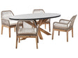 Garden Dining Set with 4 Chairs Grey and Beige Light Wood Concrete Acacia Wood 190 x 100 cm Garden Furniture Beliani