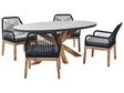 Garden Dining Set with 4 Chairs Grey and Black Light Wood Concrete Acacia Wood 190 x 100 cm Garden Furniture Beliani