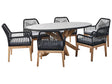 Garden Dining Set with 6 Chairs Grey and Black Light Wood Concrete Acacia Wood 190 x 100 cm Garden Furniture Beliani