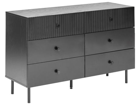 6 Drawer Chest Black Particle Board MDF Modern Storage Unit Living Room Bedroom Beliani