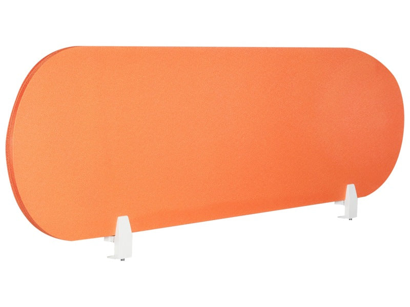 Desk Screen Orange PET Board Fabric Cover 160 x 40 cm Acoustic Screen Modular Mounting Clamps Home Office Beliani