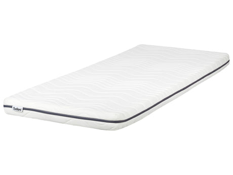 Memory Foam Mattress White EU Single Size 2ft6 Zippered Cover Medium Beliani
