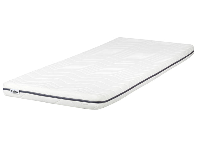 Memory Foam Mattress White EU Single Size 2ft6 Zippered Cover Medium Beliani