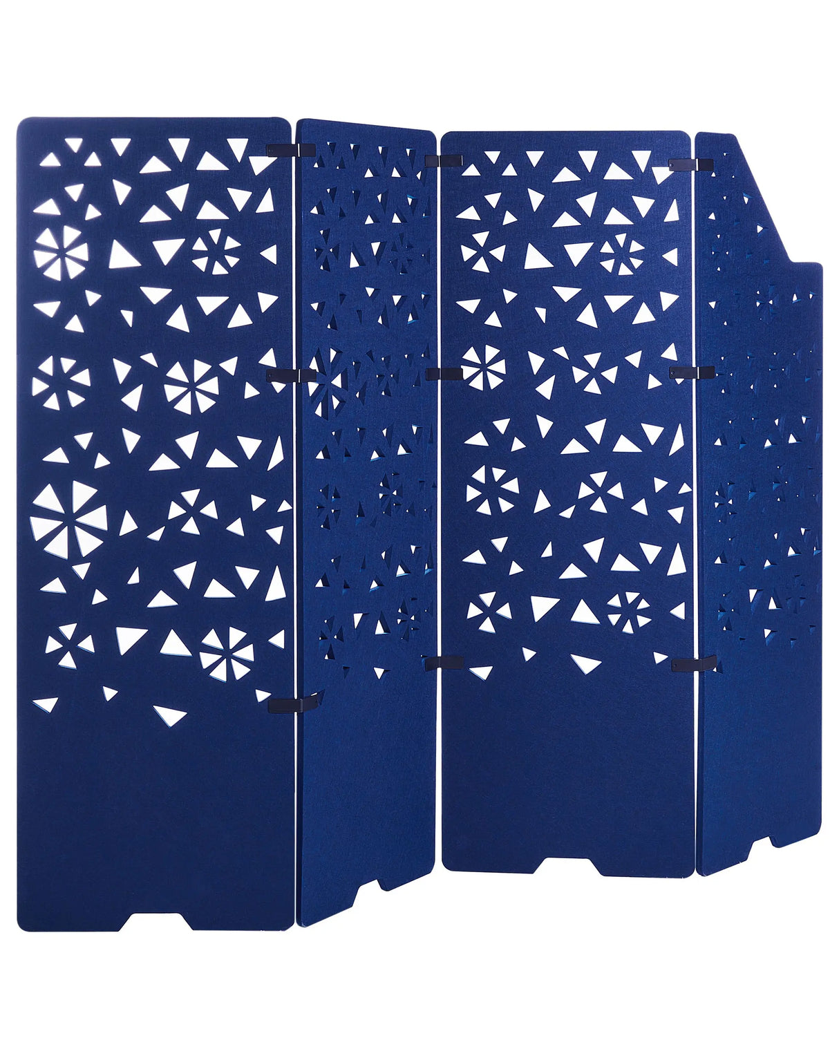 4-Panel Room Divider Navy Blue Fabric Privacy Screen Office Partition Wall Noise Reducing Beliani