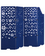 4-Panel Room Divider Navy Blue Fabric Privacy Screen Office Partition Wall Noise Reducing Beliani