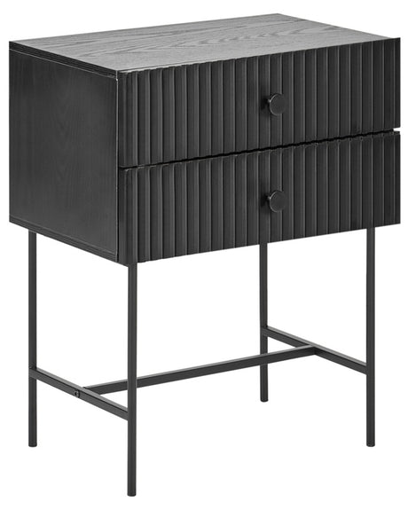 2 Drawer Bedside Table Black Particle Board MDF Modern Storage Unit Nightstand Bedroom Beliani