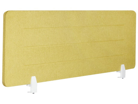 Desk Screen Yellow PET Board Fabric Cover 130 x 40 cm Acoustic Screen Modular Mounting Clamps Home Office Beliani