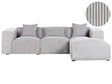 Corner Sofa Light Grey Corduroy 3 Seater Left Hand Extra Scatter Cushions Modern Beliani