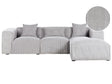 Left Hand Corner Sofa Light Grey Corduroy Upholstery 3 Seater Extra Scatter Cushions Modern Beliani