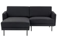 Right Hand Corner Sofa Polyester Black 192 x 155 Couch 2-Seater Upholstered Metal Legs Woven Fabric Cushioned Back Minimalist Modern Beliani