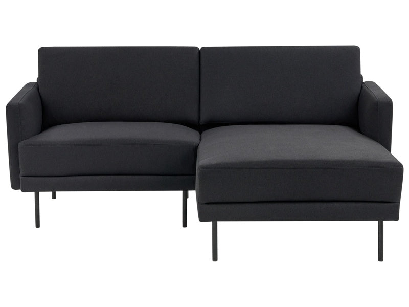 Left Hand Corner Sofa Polyester Black 192 x 155 Couch 2-Seater Upholstered Metal Legs Woven Fabric Cushioned Back Minimalist Modern Beliani