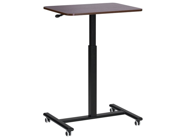 Manually Adjustable Mobile Laptop Desk Dark Wood Steel Frame 65 x 48 cm Sit and Stand Modern Design Office Beliani