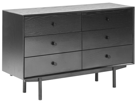 6 Drawer Chest Black Particle Board MDF Modern Storage Unit Living Room Bedroom Beliani