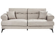 3 Seater Sofa Taupe Fabric Upholstery with Adjustable Headrests Modern Style Living Room Furniture Beliani