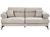 3 Seater Sofa Taupe Fabric Upholstery with Adjustable Headrests Modern Style Living Room Furniture Beliani