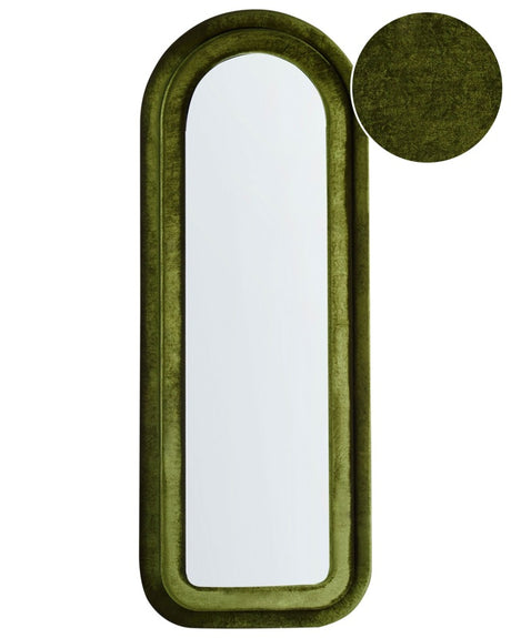 Wall Mirror Green MDF Frame Glass 60 x 160 cm Irregular Shape Decorative Wall Mounted Accent Piece Modern Style Beliani