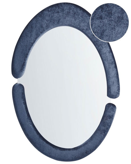 Wall Mirror Dark Blue MDF Frame Glass 53 x 89 cm Irregular Shape Decorative Wall Mounted Accent Piece Modern Style Beliani