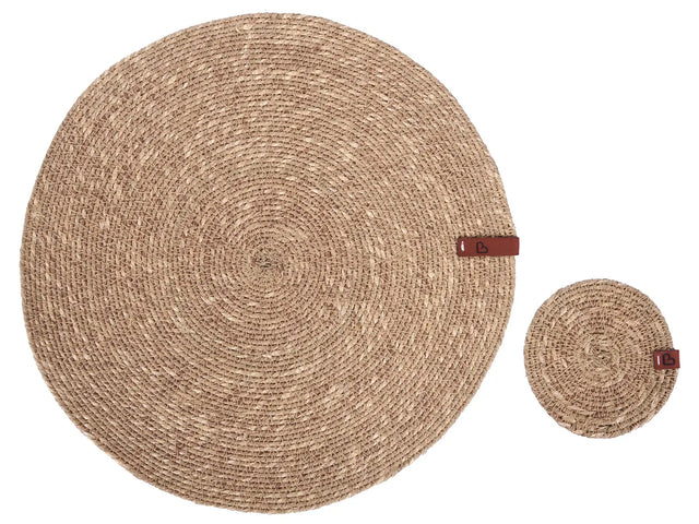 St med 12 bordsknere og underkopper i sgrs 35/10 cm hndlavet boligtilbehr i boho-stil til kkken, spisestue og stue Beliani