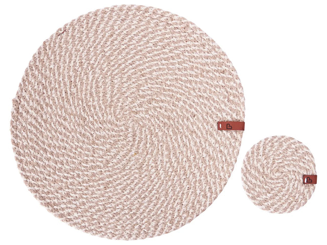 Set of 12 Placemats and Coasters Natural Jute 35/10 cm Handmade Boho Style Home Decor Dining Room Kitchen Beliani