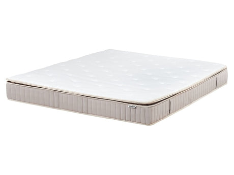 Latex Pocket Mattress White and Beige EU King Size Hard Zippered Removable Polyester Cover Bedroom Accessories Beliani