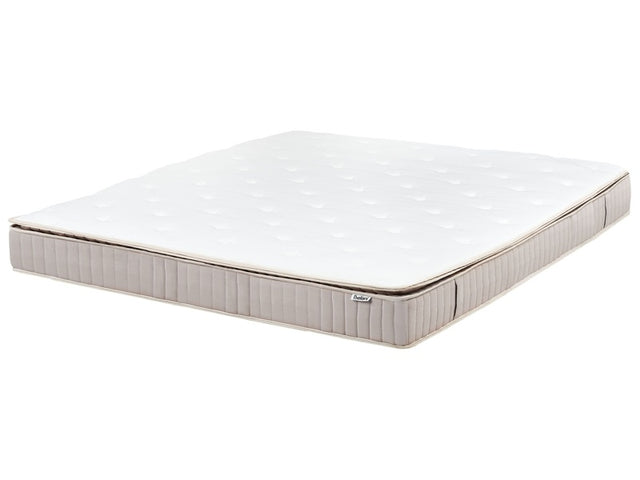 Latex Pocket Mattress White and Beige EU Super King Size Firm Zippered Removable Polyester Cover Bedroom Accessories Beliani