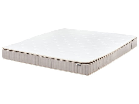 Latex Pocket Mattress White and Beige EU Super King Size Medium Zippered Removable Polyester Cover Bedroom Accessories Beliani